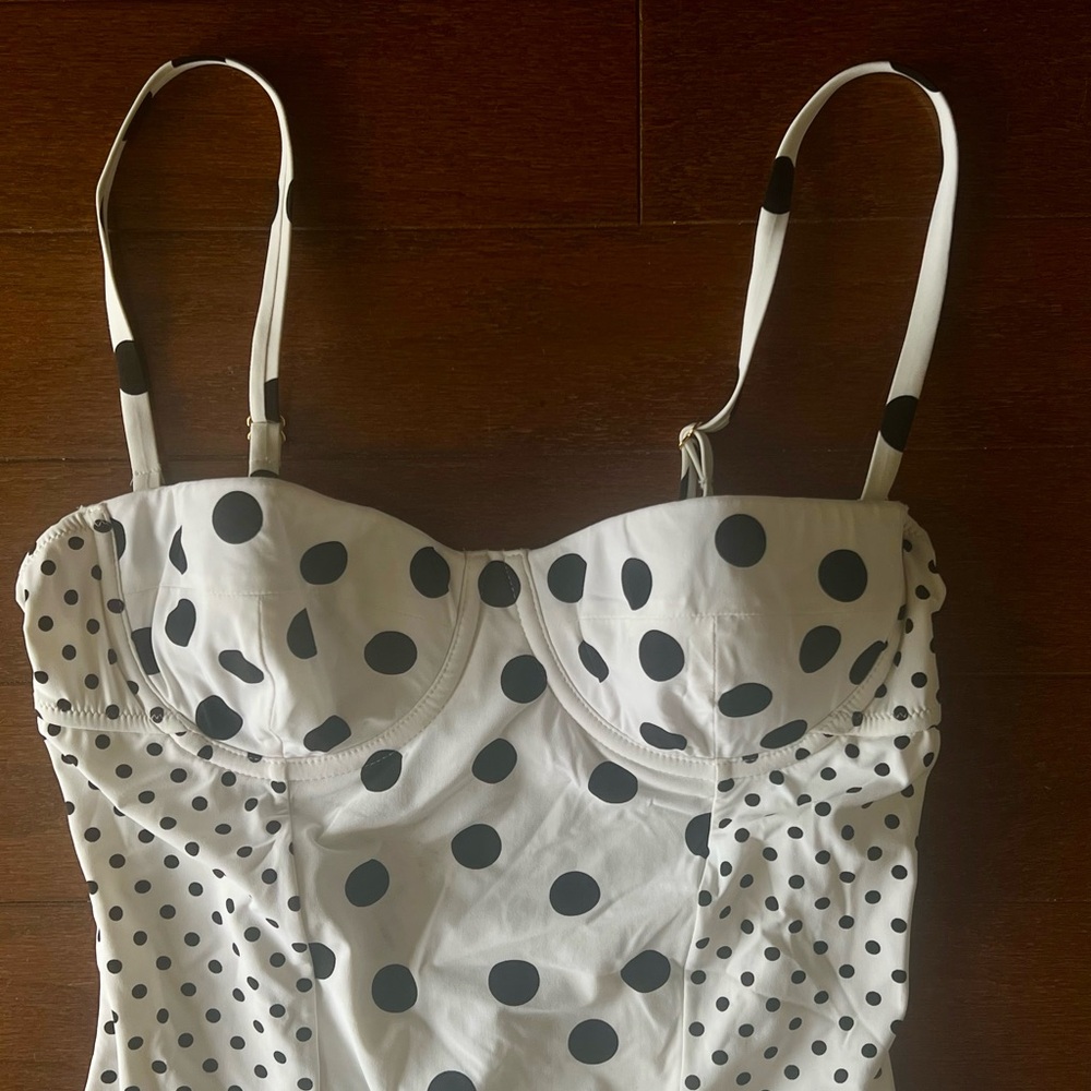 Dolce & Gabbana Black and White Polka Dot One Piece Swimsuit - Picture 3 of 4